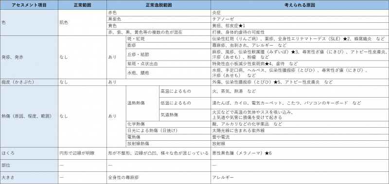 ファイル:表-皮膚爪-視診1-皮膚のアセスメント事項.jpg