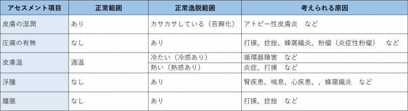 ファイル:表-皮膚爪-触診-皮膚のアセスメント事項.jpg