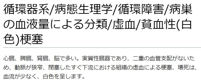 ファイル:循環器系病態生理学循環障害病巣の血液量による分類虚血貧血性(白色)梗塞.jpg